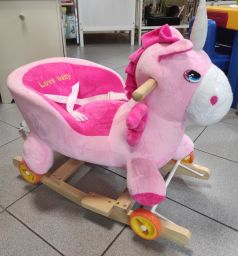 DONDOLO PELUCHES CAVALCABILE C/RUOTINE UNICORNO LOVE BABY COME NUOVO