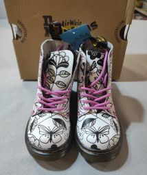 ANFIBI PELLE BIANCHI A FIORI/FARFALLE DR MARTENS NUOVI