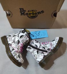 ANFIBI PELLE BIANCHI A FIORI/FARFALLE DR MARTENS NUOVI